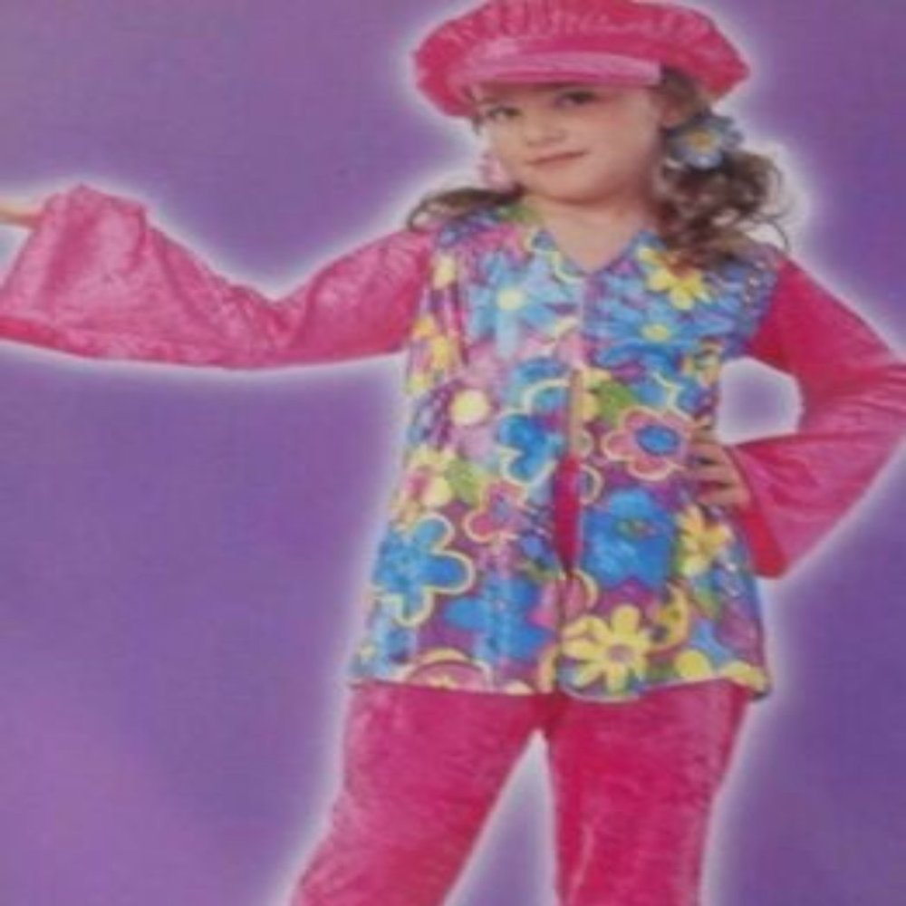 Hippie Flower Power 70's Girls Costume - Totally Ghoul-Medium(10-12)-New
